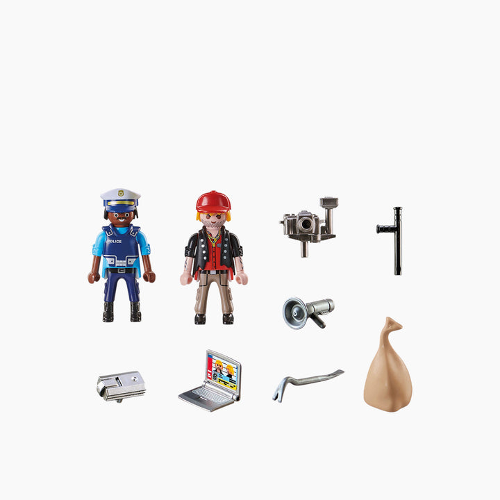 Playmobil Starter Pack Police toy playset with two figures and station building