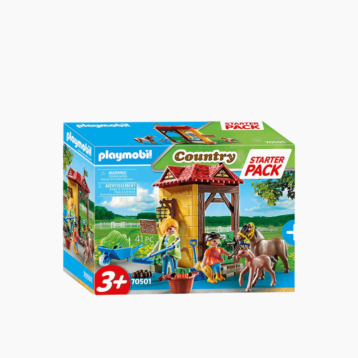 Playmobil Starter Pack Horse Farm playset with stable, rider, and horse