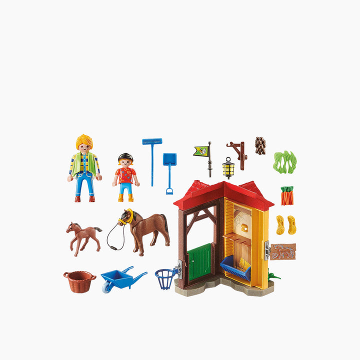 Playmobil Starter Pack Horse Farm playset with stable, rider, and horse