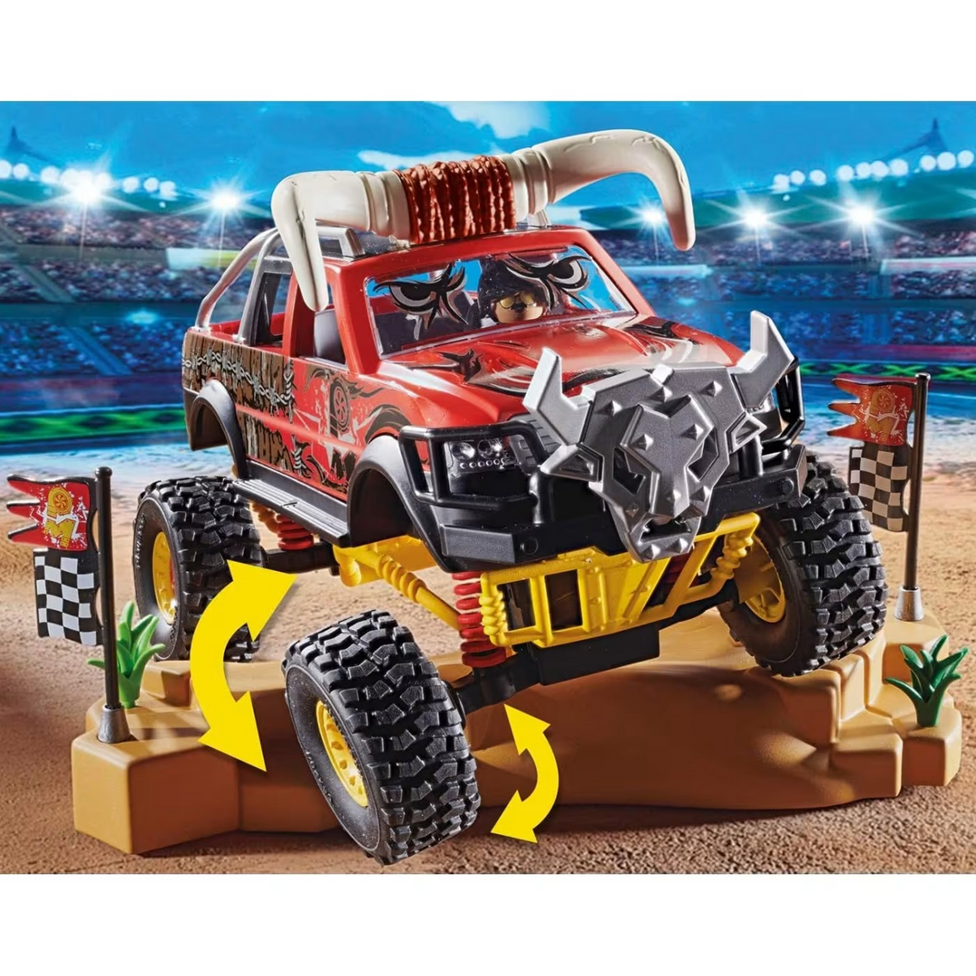 Playmobil Stunt Show Bull Monster Truck toy playset with 57 pieces