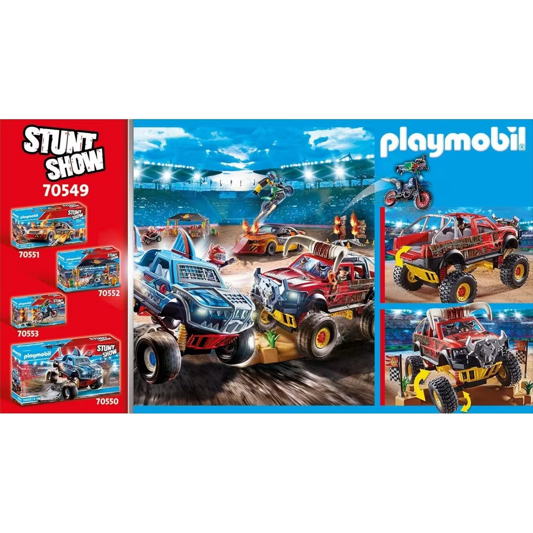 Playmobil Stunt Show Bull Monster Truck toy playset with 57 pieces