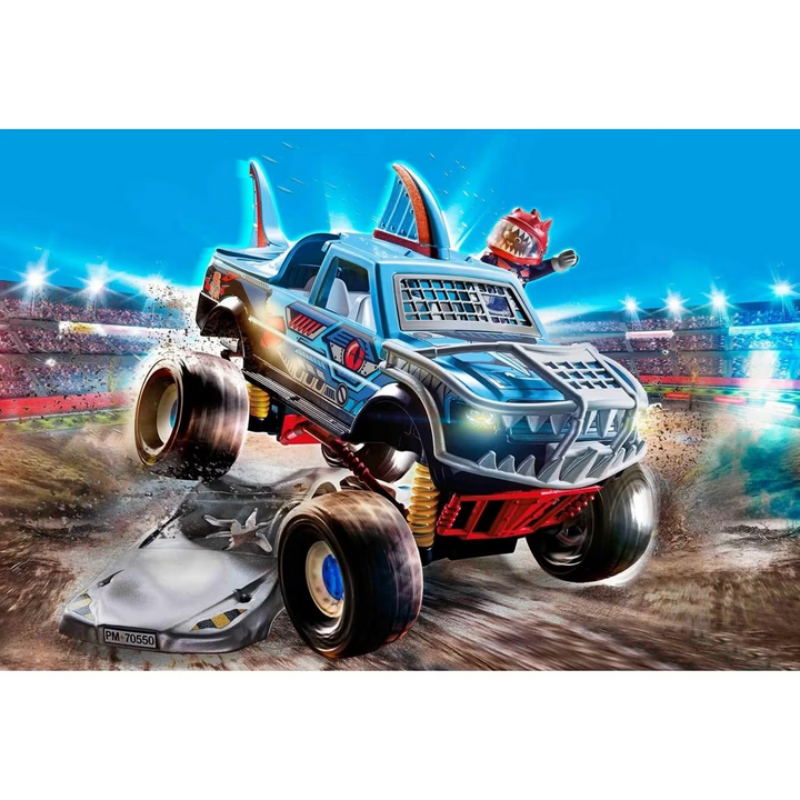 Playmobil Stunt Show Shark Monster Truck toy playset with 45 pieces