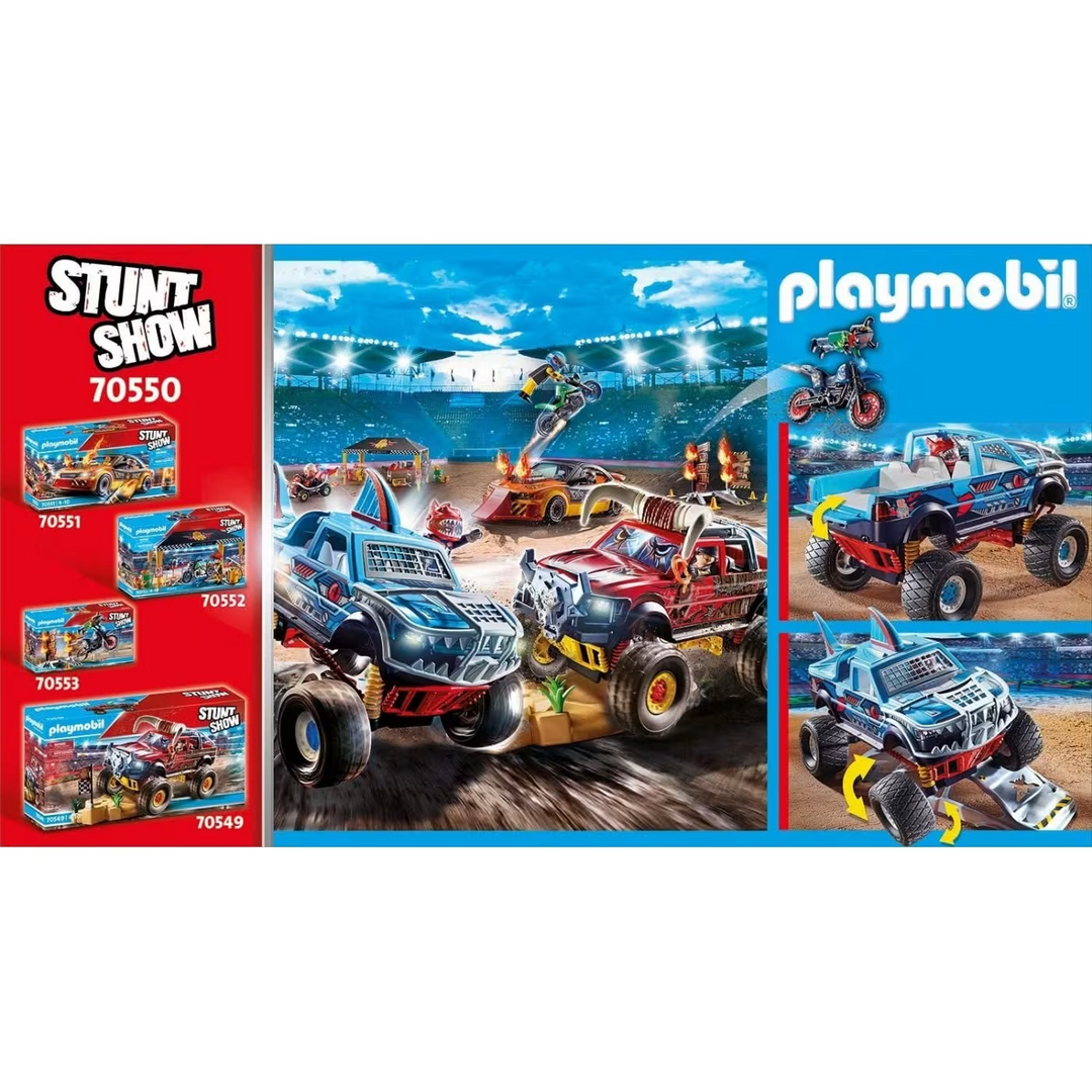 Playmobil Stunt Show Shark Monster Truck toy playset with 45 pieces
