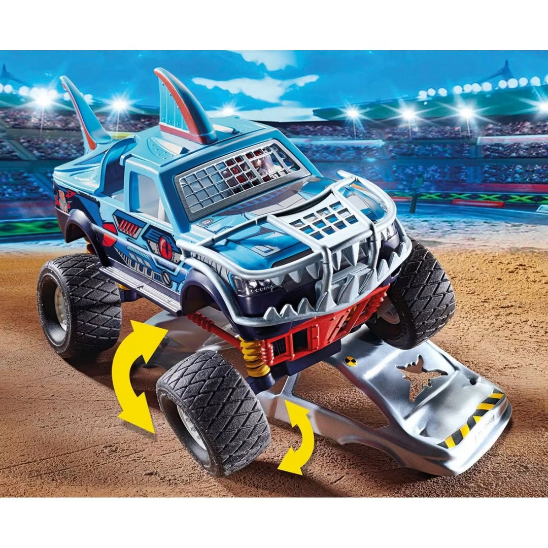 Playmobil Stunt Show Shark Monster Truck toy playset with 45 pieces