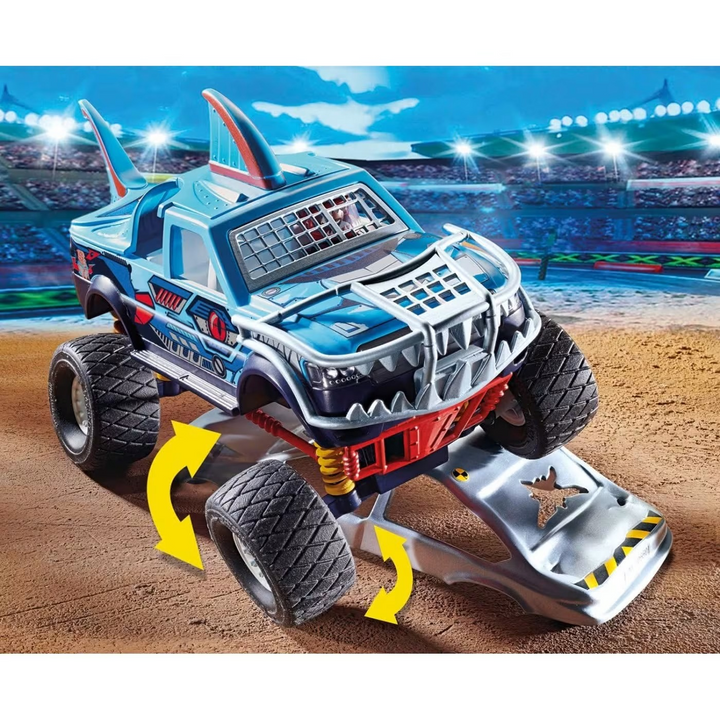 Playmobil Stunt Show Shark Monster Truck toy playset with 45 pieces