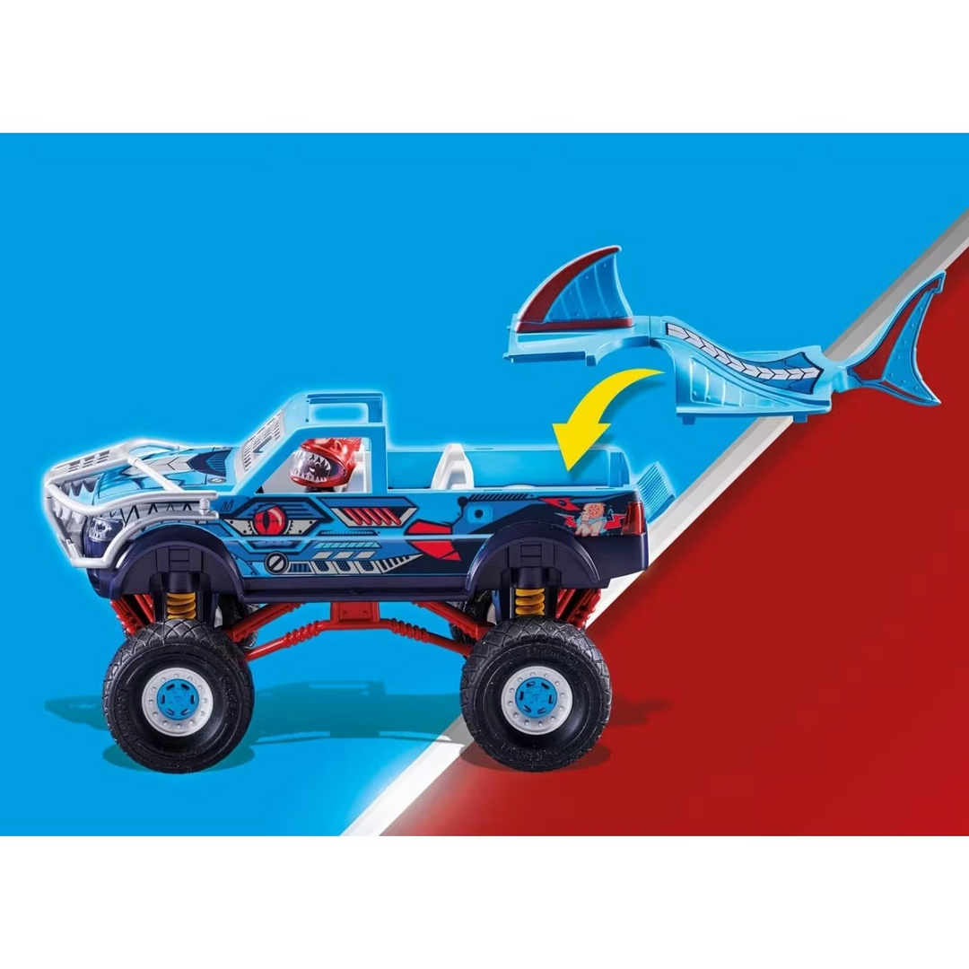 Playmobil Stunt Show Shark Monster Truck toy playset with 45 pieces