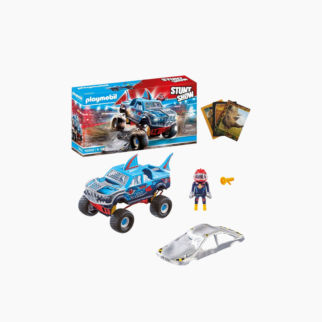Playmobil Stunt Show Shark Monster Truck toy playset with 45 pieces