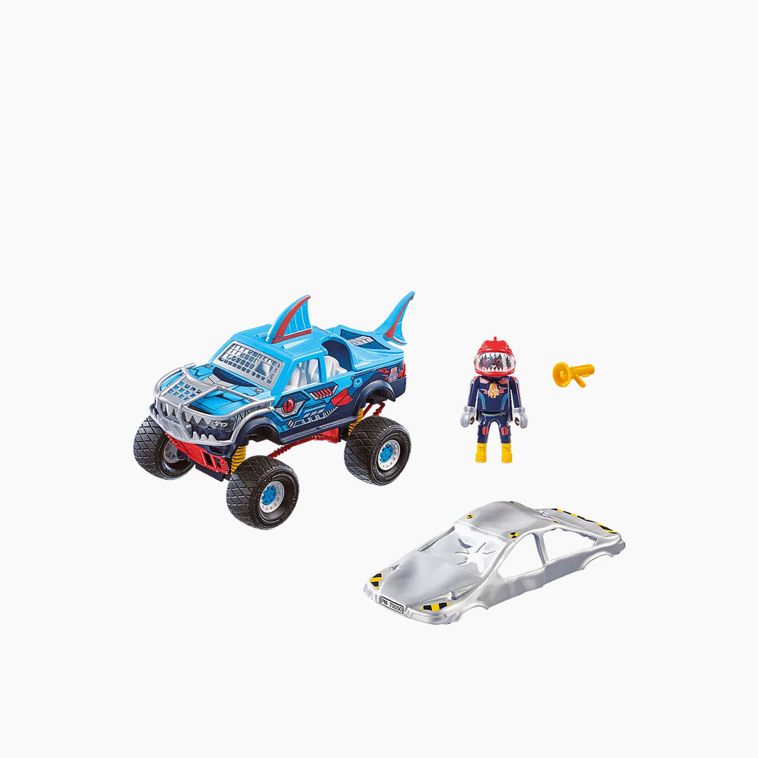 Playmobil Stunt Show Shark Monster Truck toy playset with 45 pieces