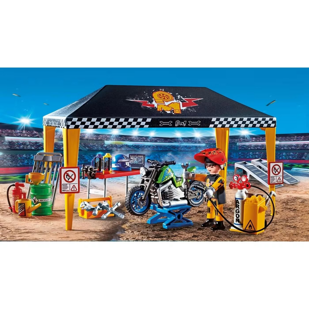 Playmobil Stunt Show Service Tent toy playset with 49 pieces