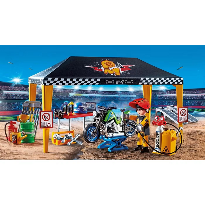 Playmobil Stunt Show Service Tent toy playset with 49 pieces