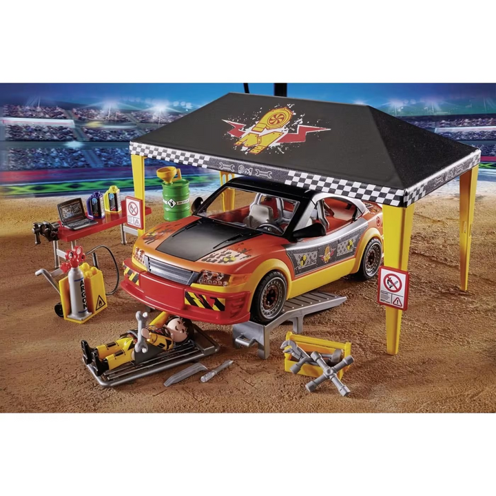 Playmobil Stunt Show Service Tent toy playset with 49 pieces