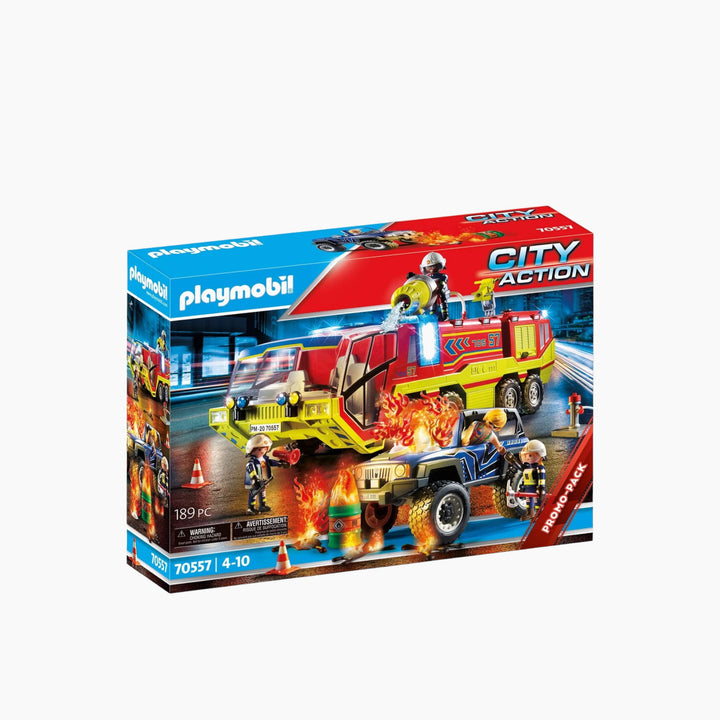 Playmobil fire engine toy playset with lights and sound