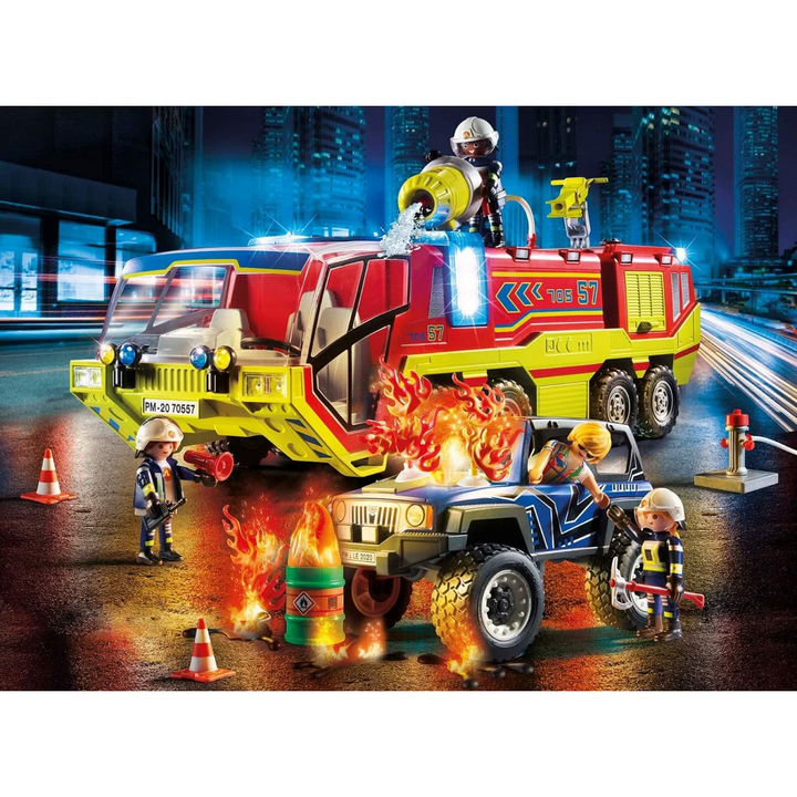 Playmobil fire engine toy playset with lights and sound