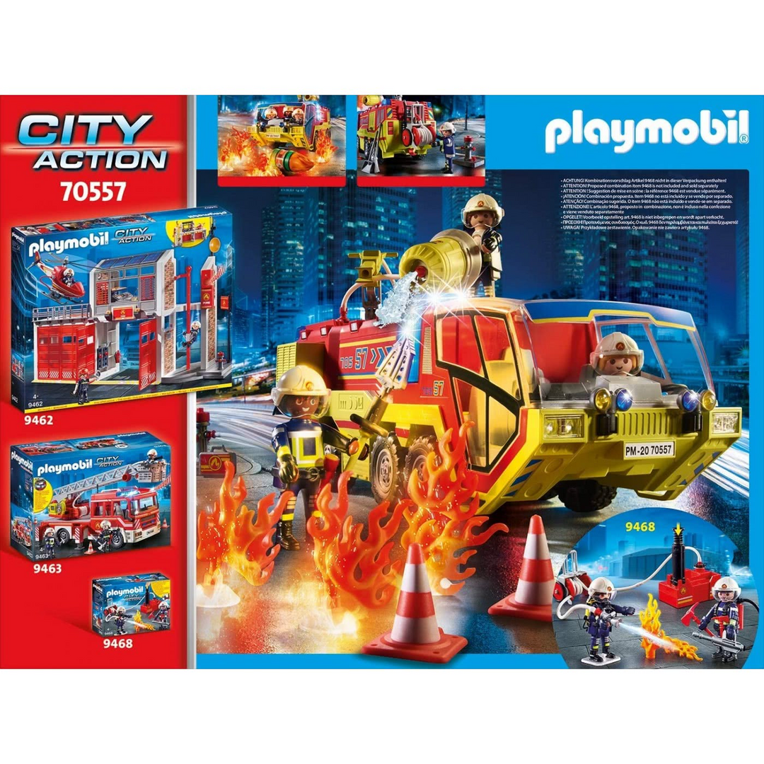 Playmobil fire engine toy playset with lights and sound
