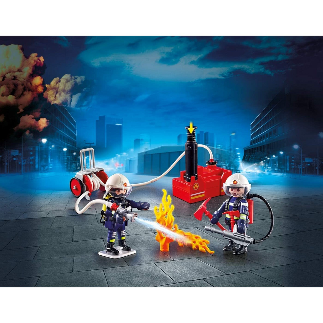 Playmobil fire engine toy playset with lights and sound
