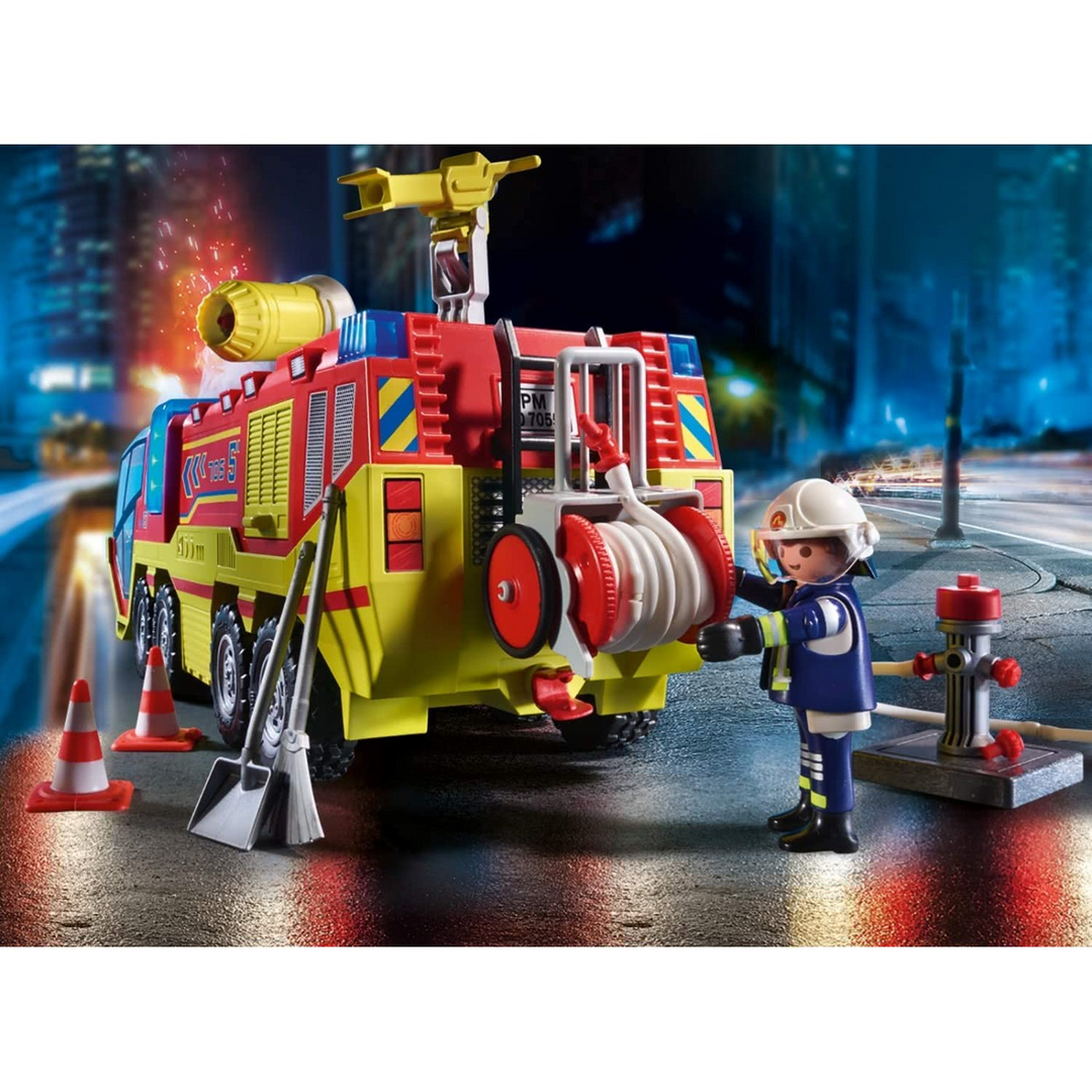 Playmobil fire engine toy playset with lights and sound