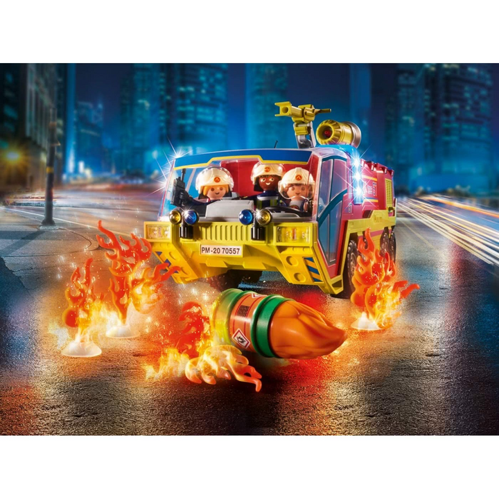 Playmobil fire engine toy playset with lights and sound