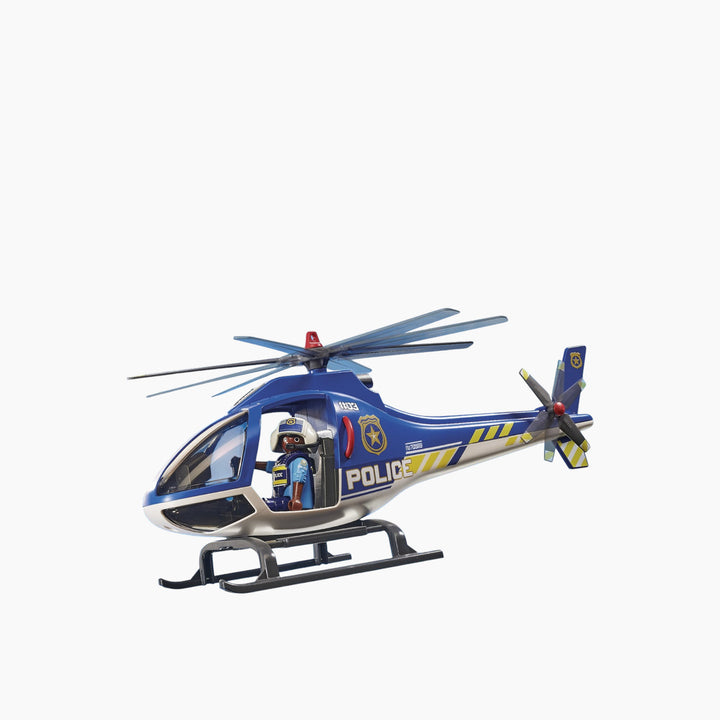 Playmobil police helicopter with functional parachute and two figures