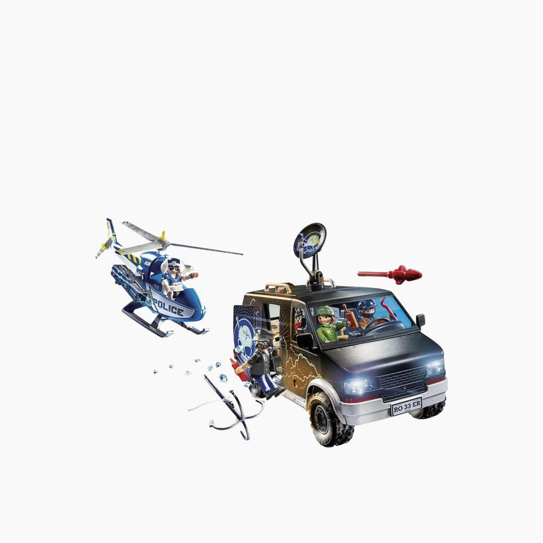 Playmobil Helicopter Pursuit with Runaway Van toy playset for role play