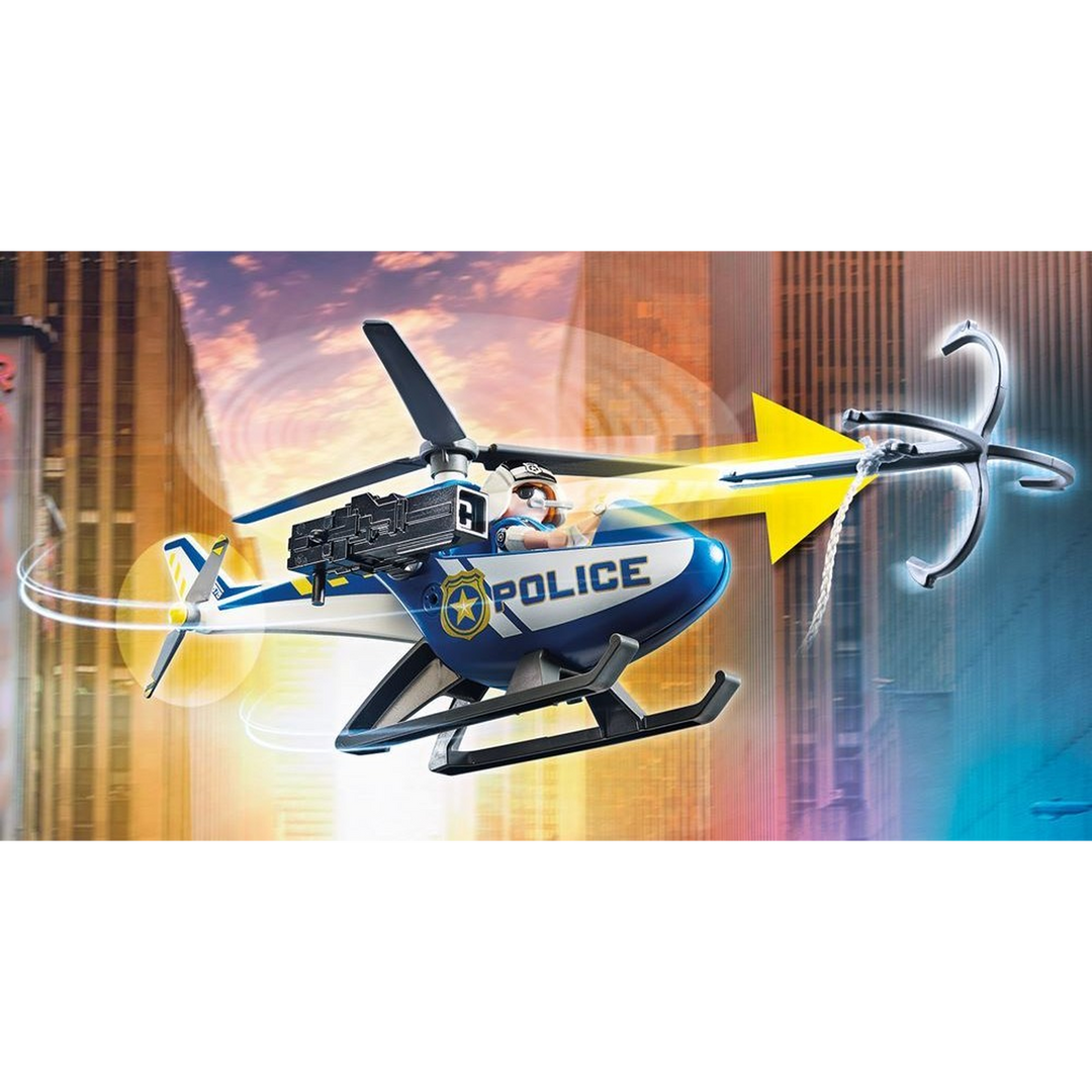 Playmobil Helicopter Pursuit with Runaway Van toy playset for role play