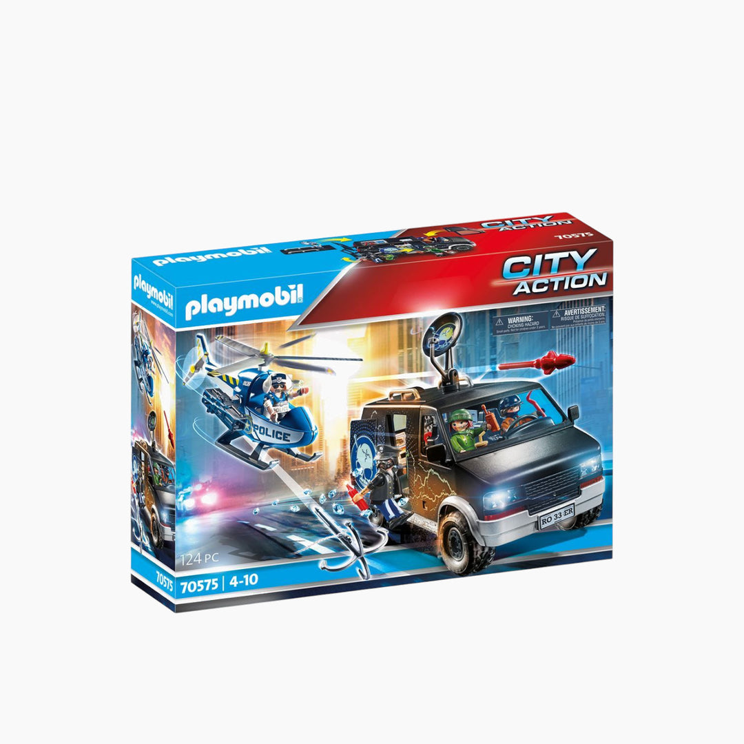 Playmobil Helicopter Pursuit with Runaway Van toy playset for role play