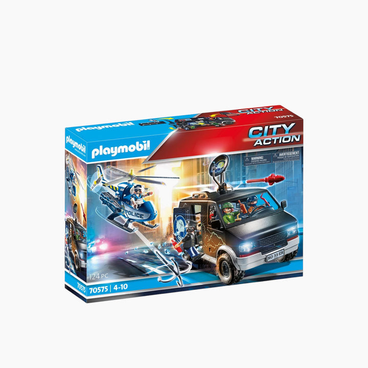 Playmobil Helicopter Pursuit with Runaway Van toy playset for role play