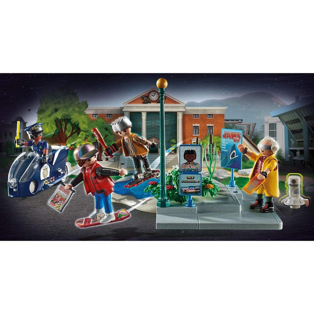 Playmobil Back to the Future Part II Hoverboard Chase toy playset with 80 pieces