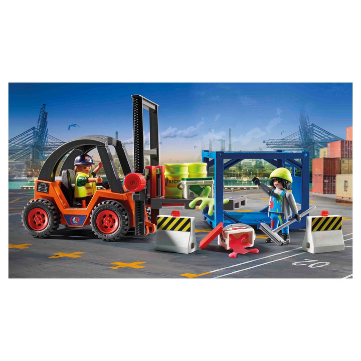 Playmobil forklift toy playset with 32 pieces
