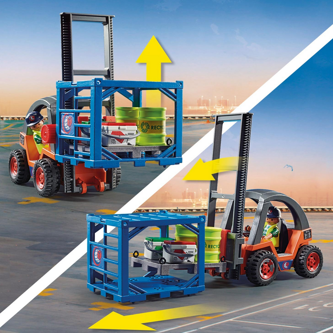 Playmobil forklift toy playset with 32 pieces