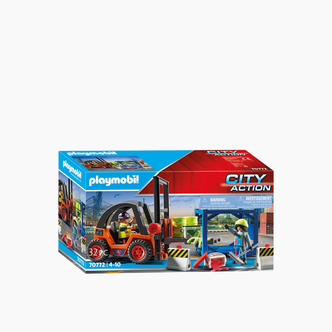 Playmobil forklift toy playset with 32 pieces