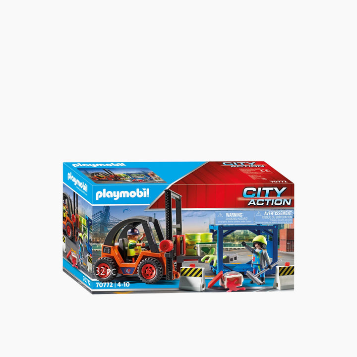 Playmobil forklift toy playset with 32 pieces