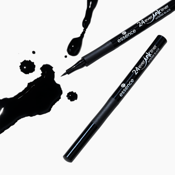 Essence 24ever Ink Liner Intense Black with a precise tip and matte finish
