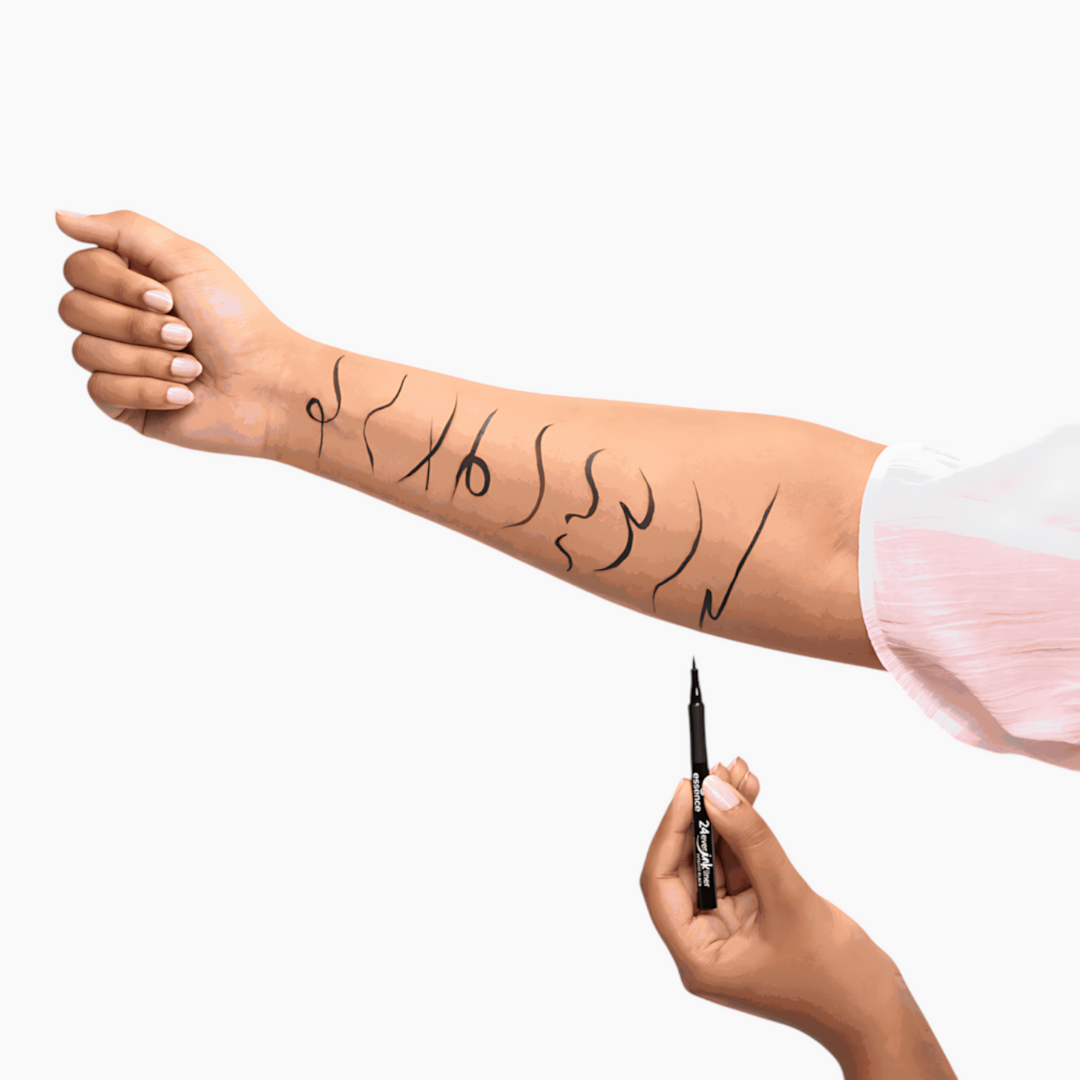 Essence 24ever Ink Liner Intense Black with a precise tip and matte finish
