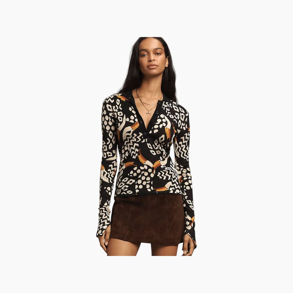 Farm Rio Tucanissimo Jacquard Polo Sweater