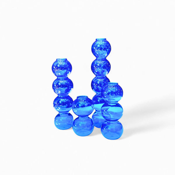 Blue Color Set of Bubble Candle Holders