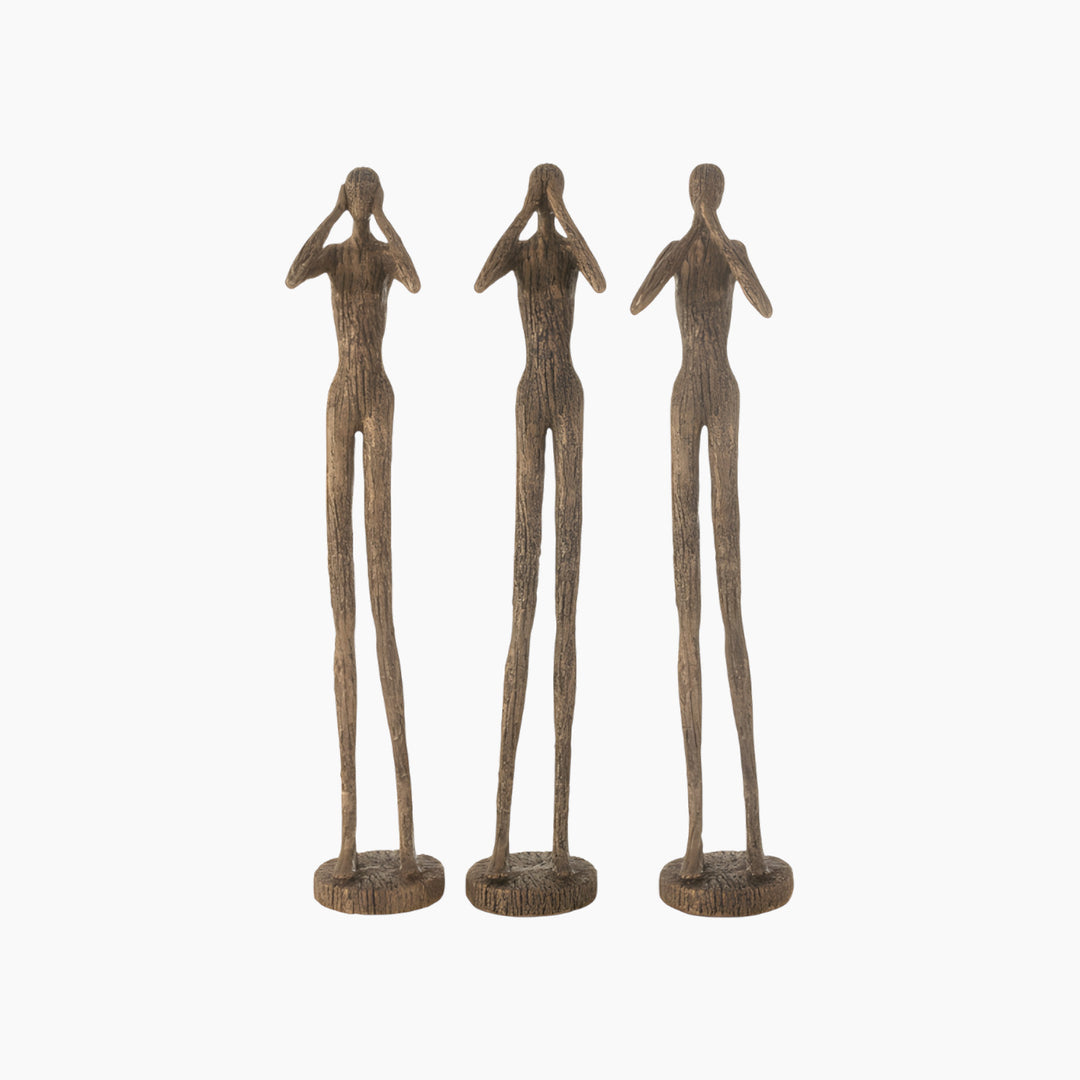Hear See Figures 3 resin sculpture