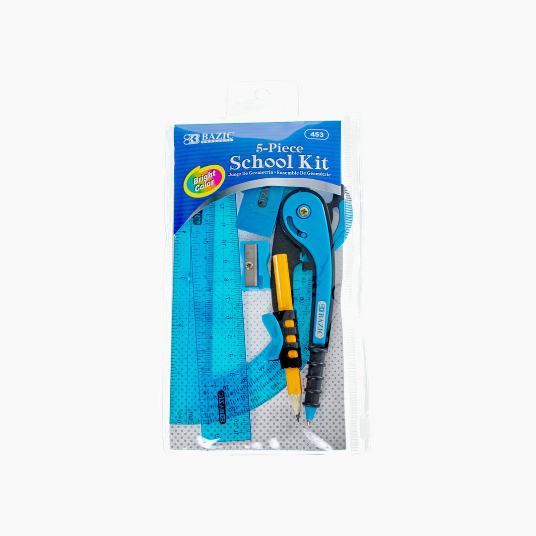 Bazic 5-Piece School Kit with Zipper Pouch