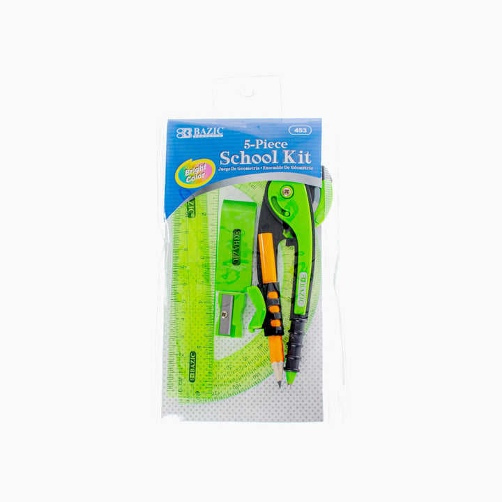 Bazic 5-Piece School Kit with Zipper Pouch