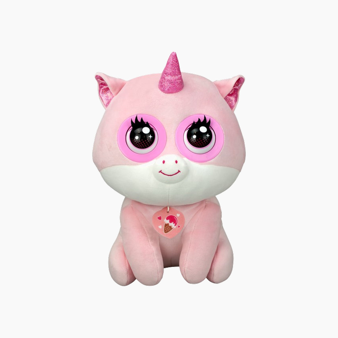 Silverlit Winksies pink strawberry unicorn stuffed animal in ice cream cup