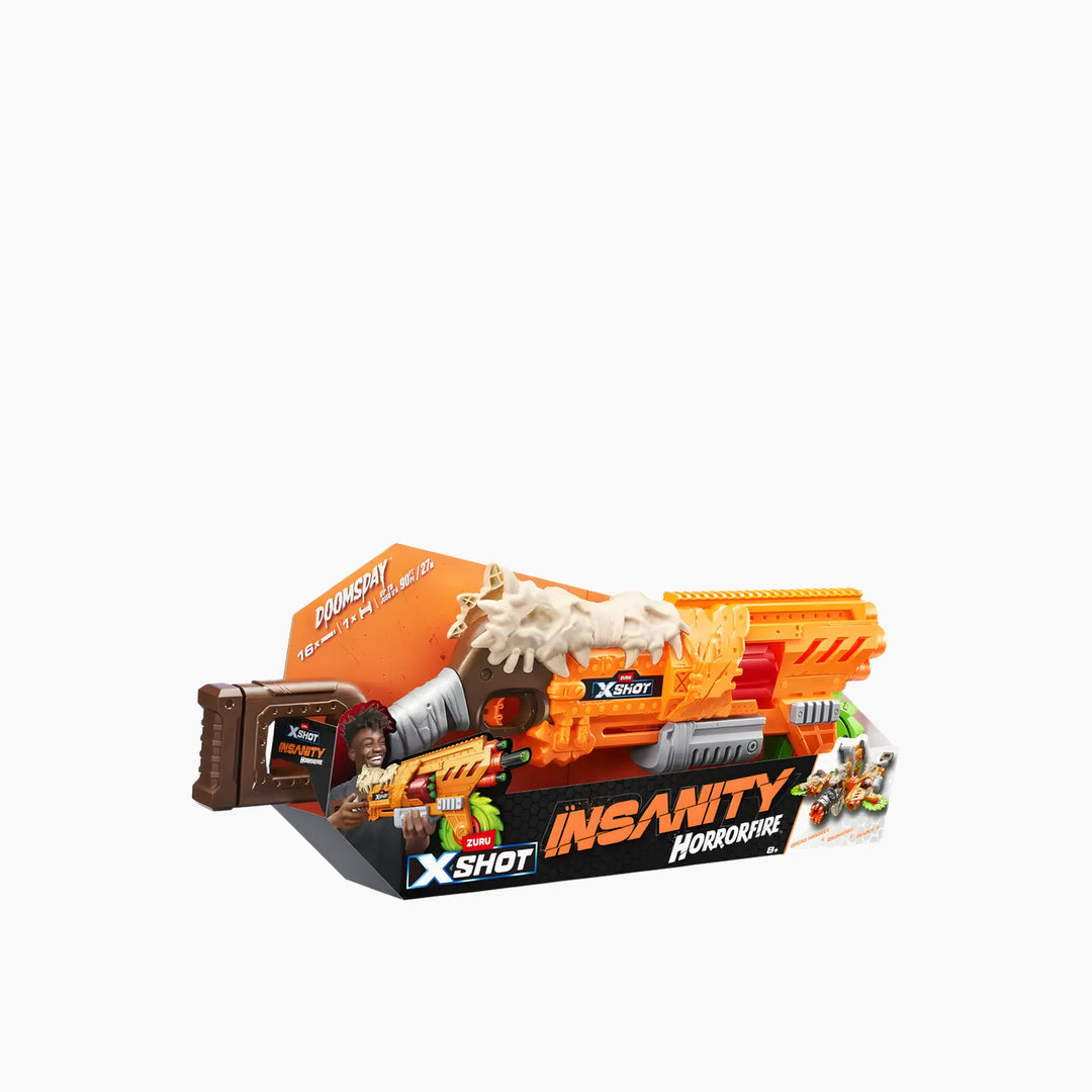 Zuru X-Shot Insanity Horrorfire Doomsday toy blaster with rotating foam saw blade