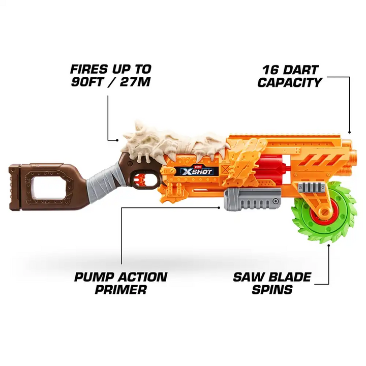 Zuru X-Shot Insanity Horrorfire Doomsday toy blaster with rotating foam saw blade