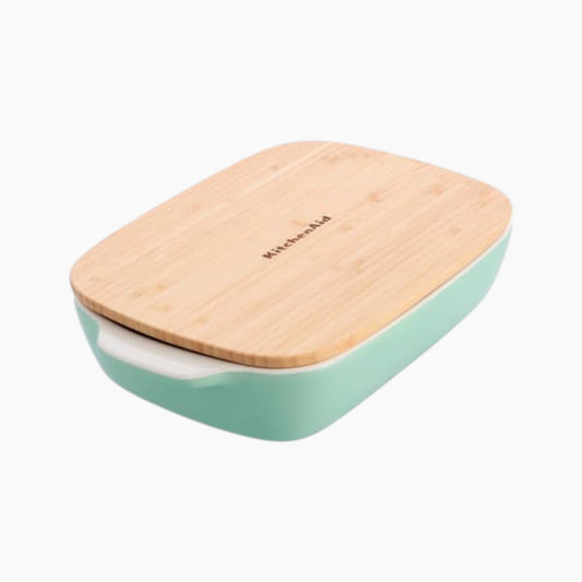 KitchenAid Stoneware Rectangular Dish With Bamboo Lid