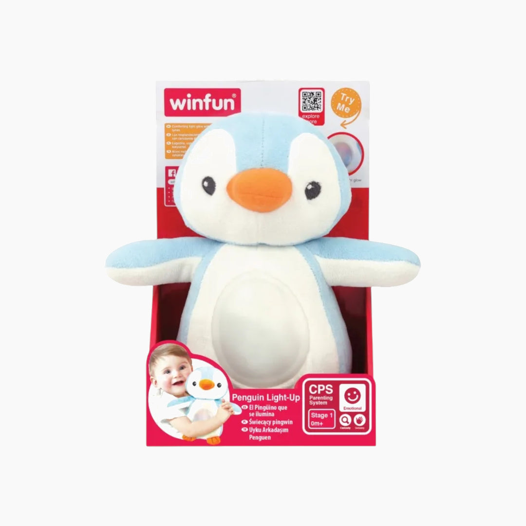 Winfun plush penguin soother with gentle light and lullabies