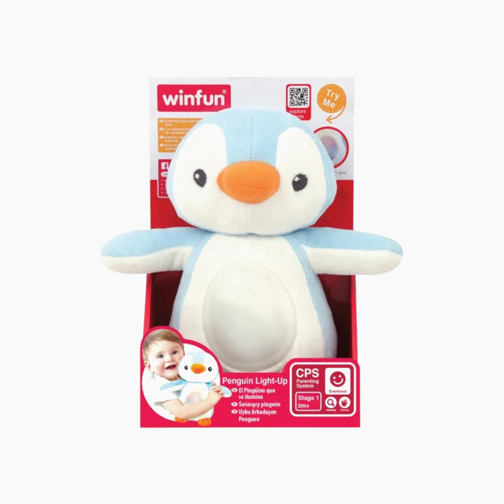 Winfun plush penguin soother with gentle light and lullabies