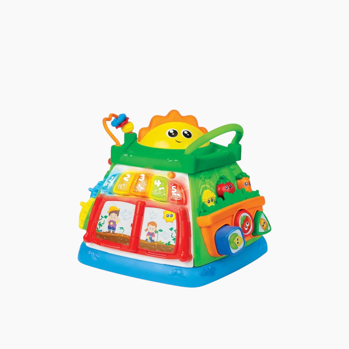 Winfun Lil’ Greenthumb Activity Cube with six interactive play panels