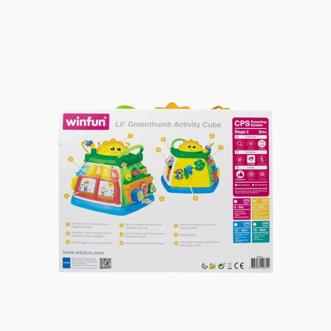 Winfun Lil’ Greenthumb Activity Cube with six interactive play panels