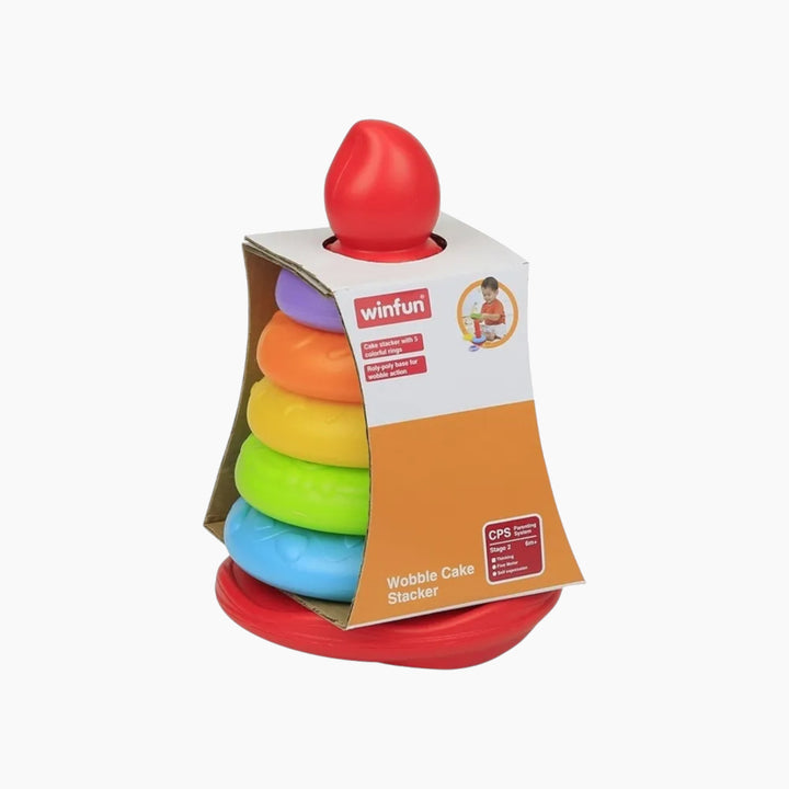 Winfun Wobble Cake Stacker with colorful rings and roly-poly base