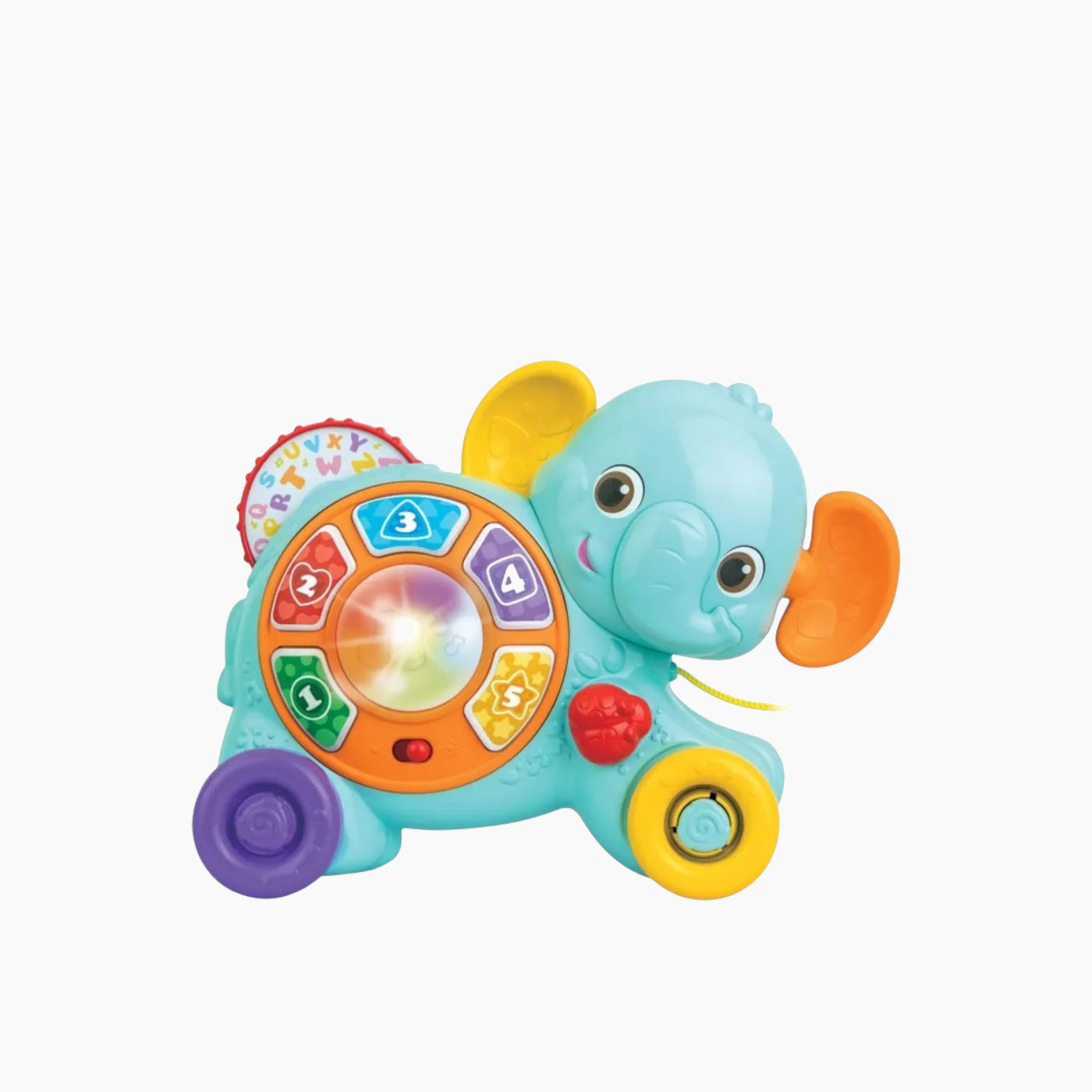 Pull-along elephant toy with Arabic language features