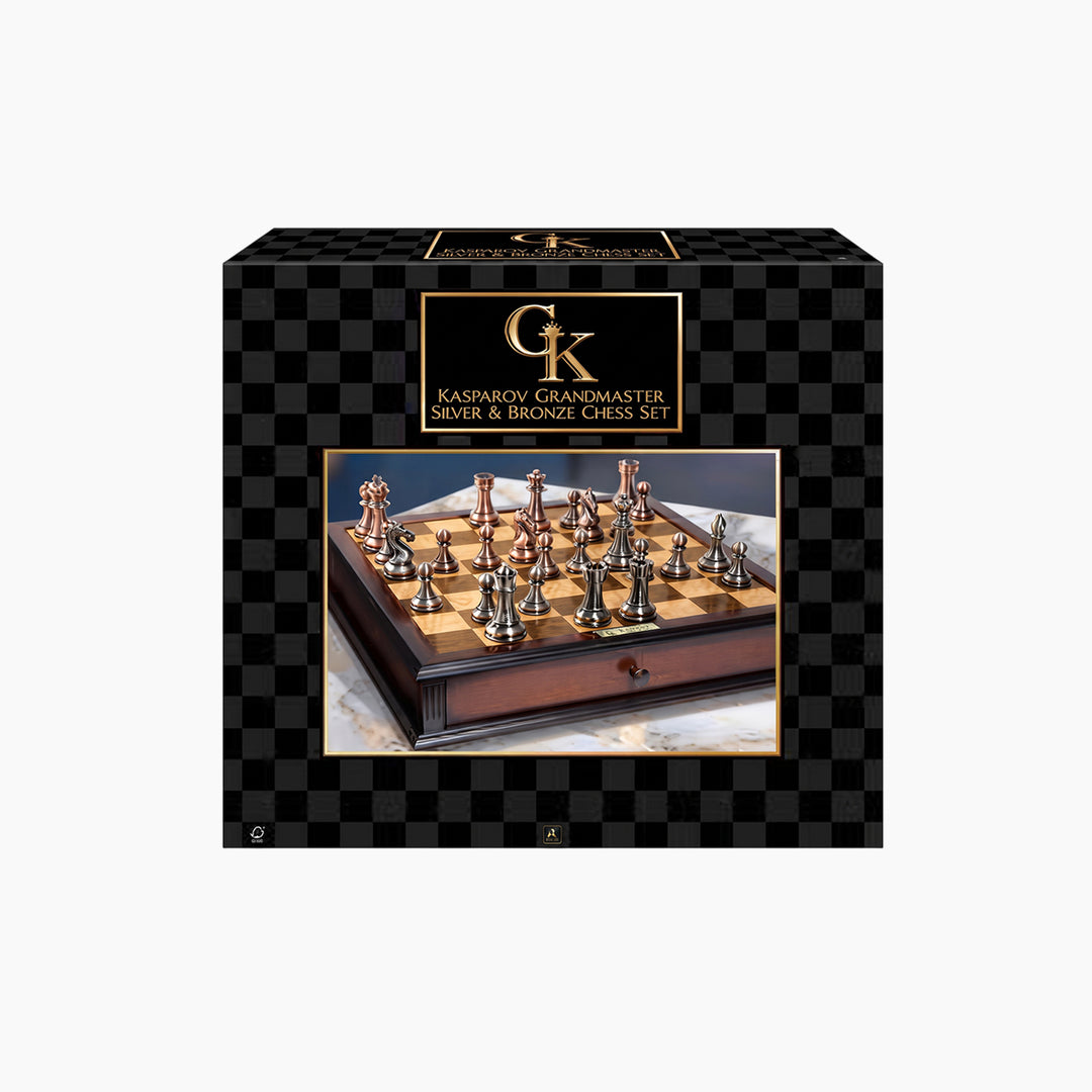 Ambassador Kasparov Grandmaster Silver &amp; Bronze Chess Set