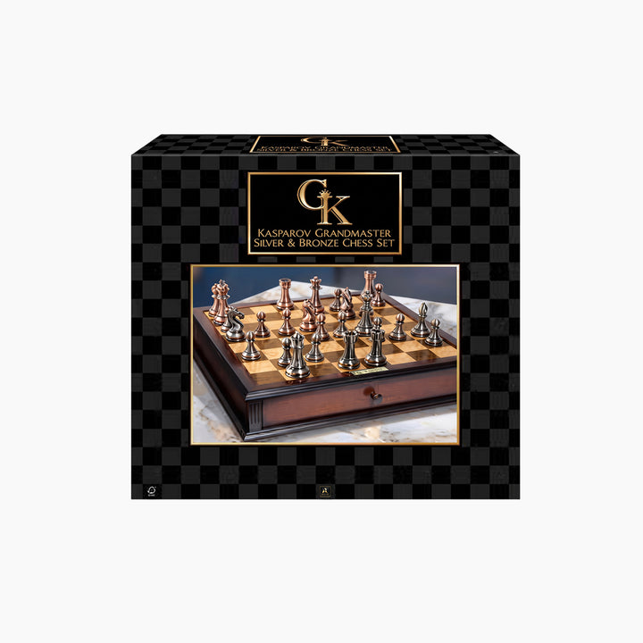 Ambassador Kasparov Grandmaster Silver &amp; Bronze Chess Set